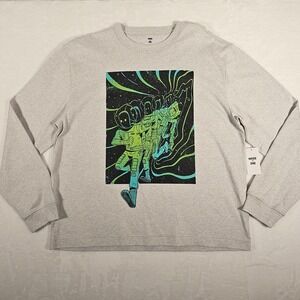 Mode Of One Men Graphic Long Sleeve T-Shirt Astronaut‎ Space Print Grey XXL